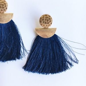 Navy Fringe Earrings